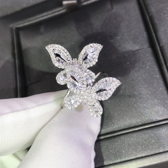NEW 925 Silver Diamond Double Butterfly Ring - Picture 7 of 14